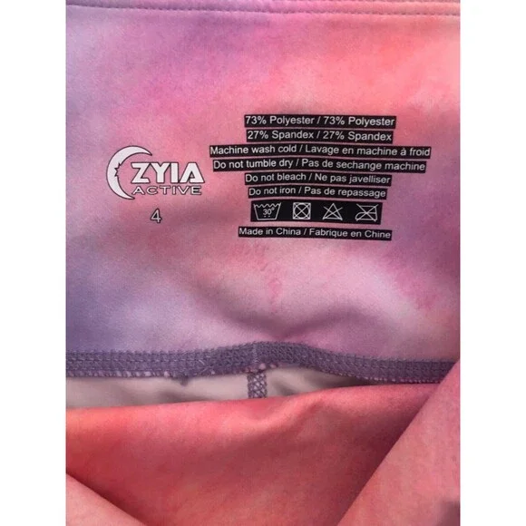 ZYIA Active Leggings Women’s Size 4 Pink Marble Tie-Dye High Waist Yoga Running - Picture 9 of 10